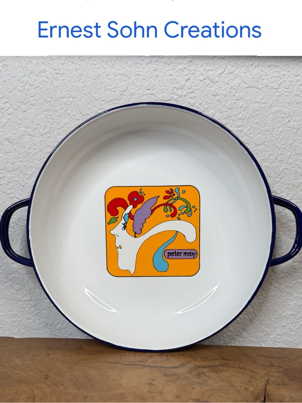VINTAGE PETER MAX FOR ERNEST SOHN CREATIONS ENAMEL PAELLA PAN POP ART *RARE*
